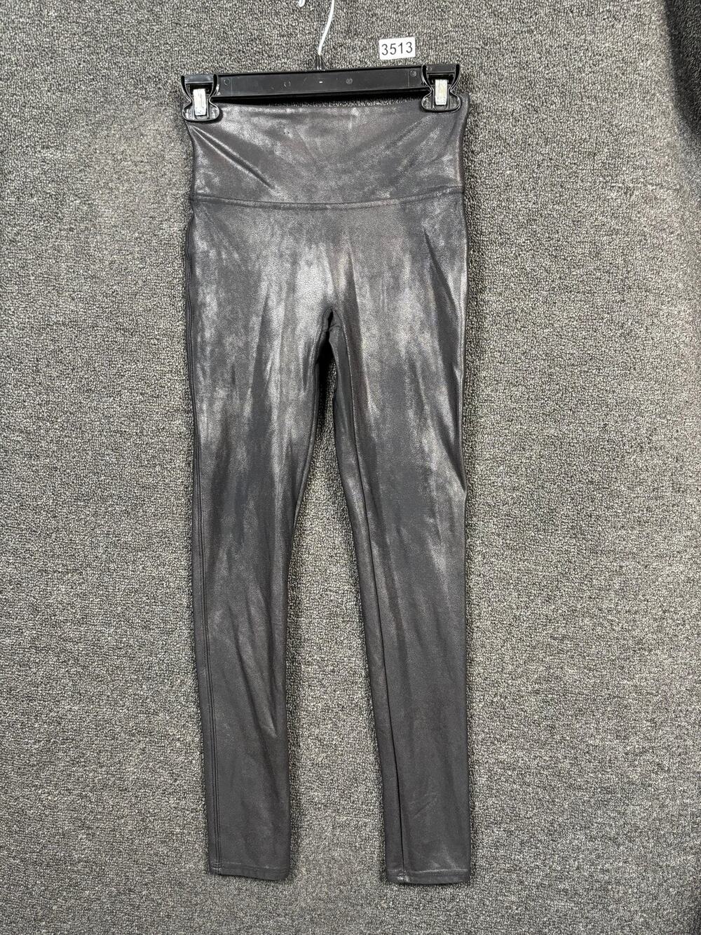 Spanx Leggings Womens Small Petite Black Faux Leather High Rise Shaping Pants